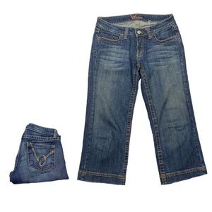 Bebe Jeans Vintage Y2K 90’s Kayla Embroidered Pockets Crop Jeans Capri Size 27